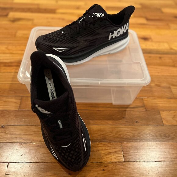 Hoka Clifton 9, Black with White, Size 11.5 D US - Picture 2 of 5